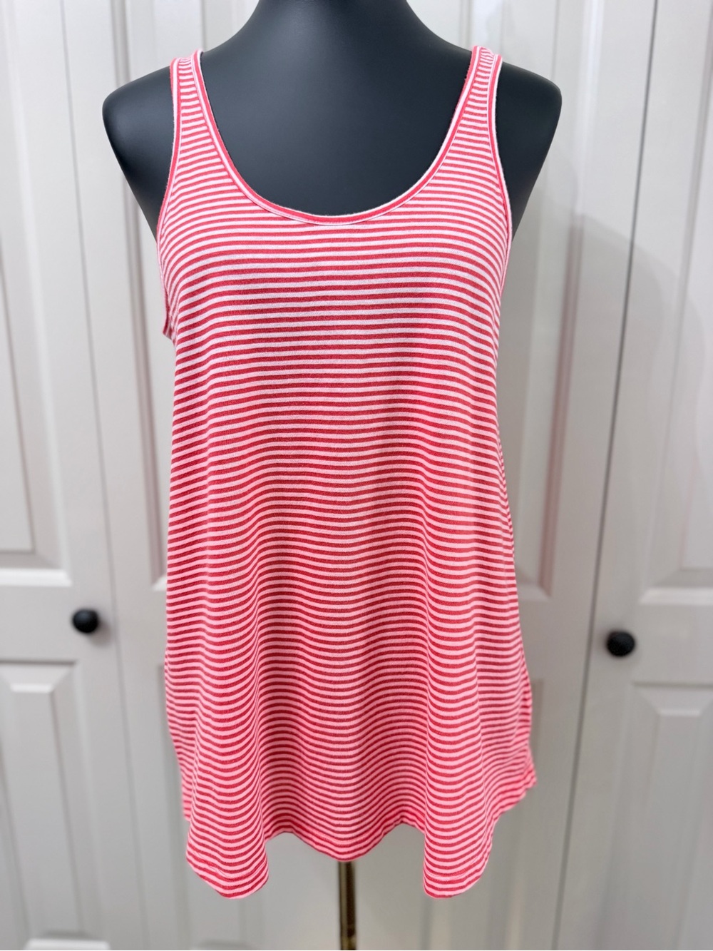 GAP Red, Pink and White Striped Tank Top